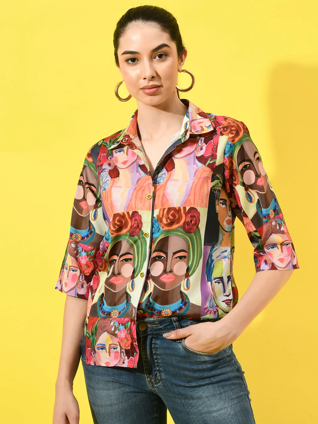 Women Multi Color Classic Boxy Printed Casual Shirt