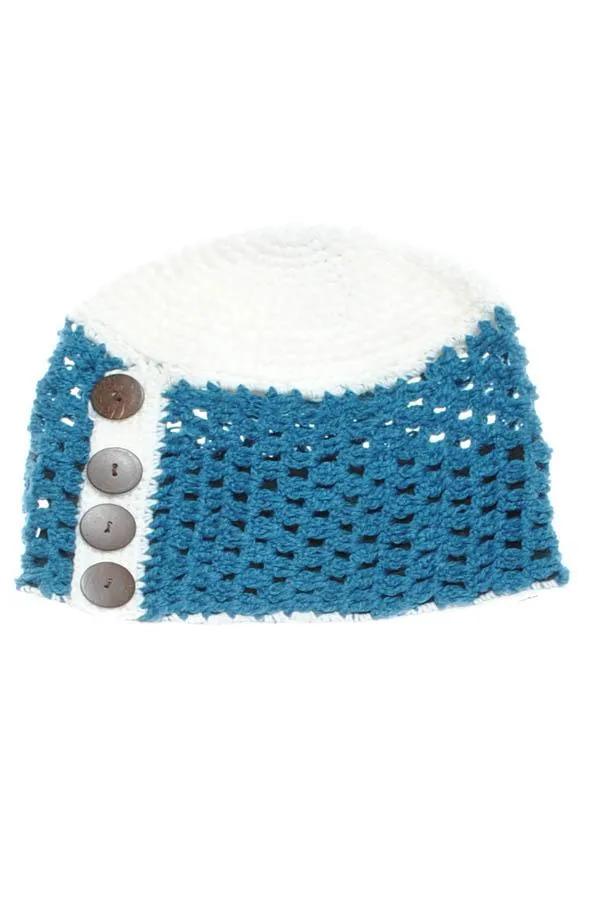 women's Girl's winter knit hat with coconut button