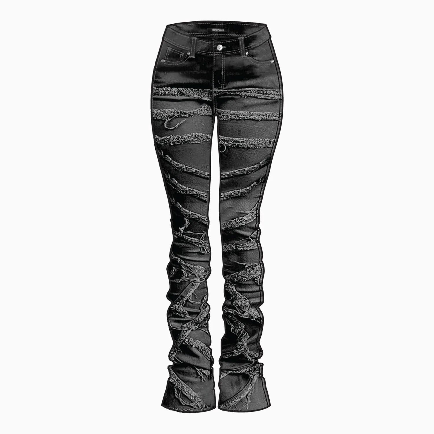 Women's Highwaist Fray Stacked Jeans Pant