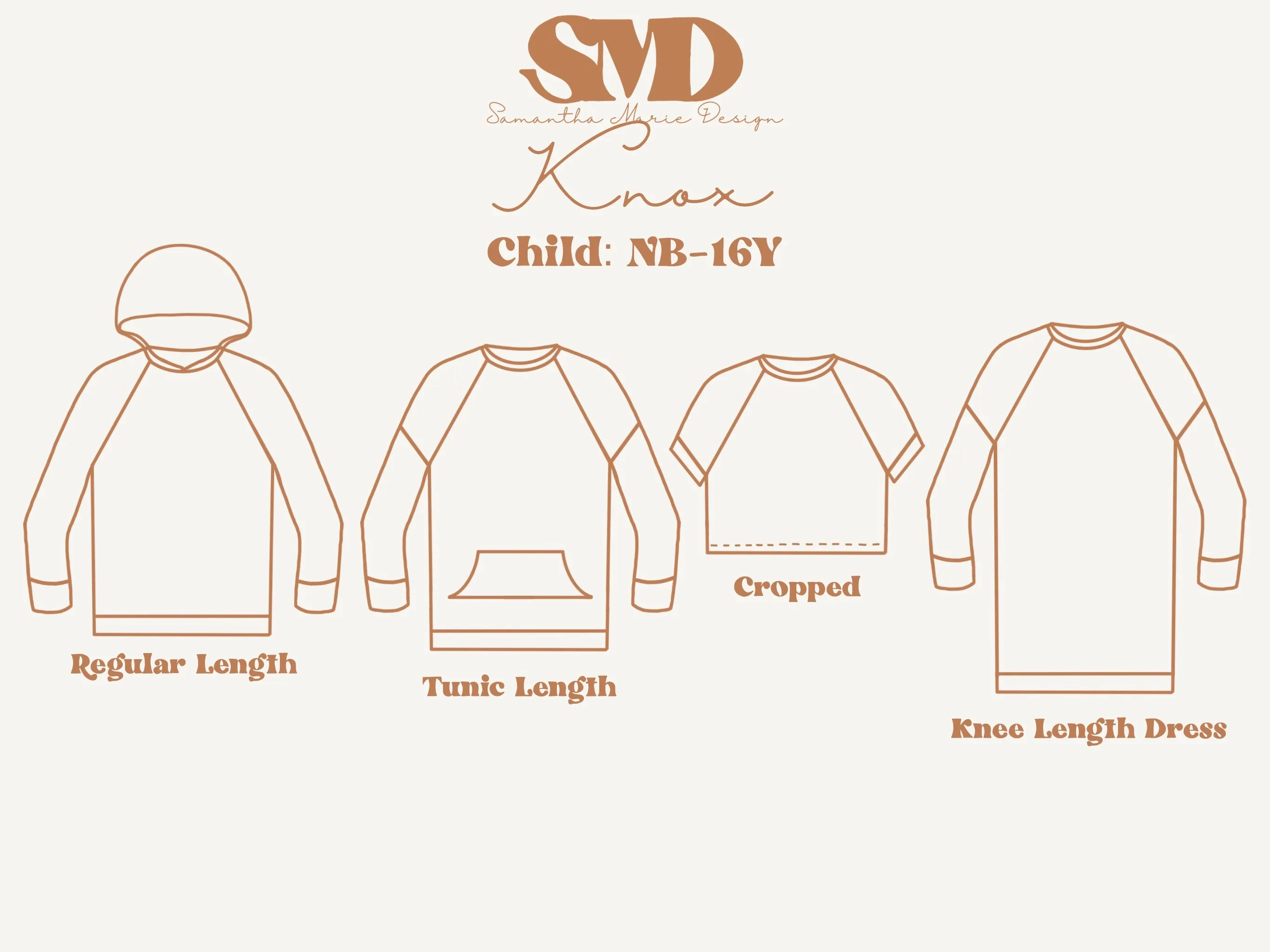 Youth Knox Raglan Crewneck or Hoodie Digital Sewing Pattern Sizes NB-16Y