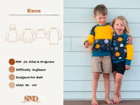 Youth Knox Raglan Crewneck or Hoodie Digital Sewing Pattern Sizes NB-16Y