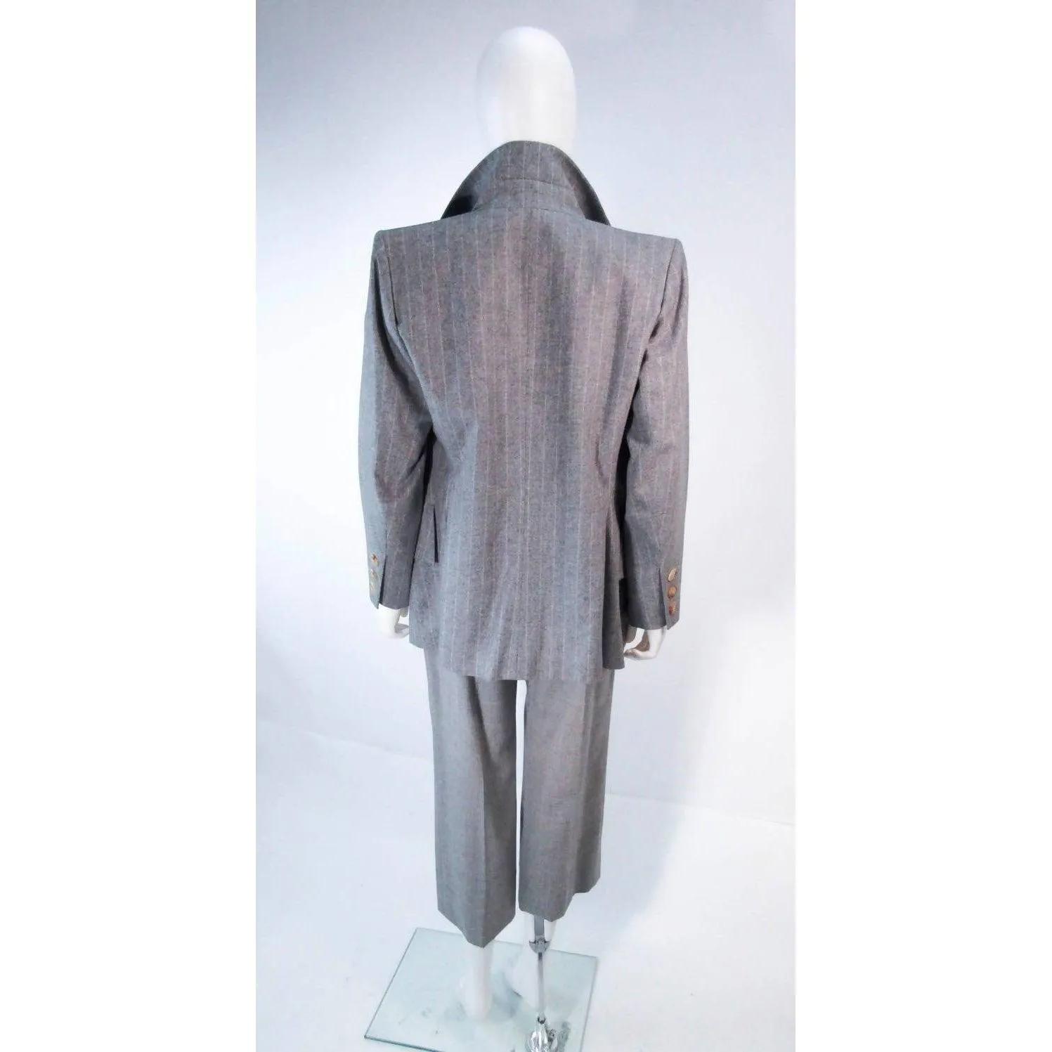 YVES SAINT LAURENT Grey Wool Trouser Set | Size 40