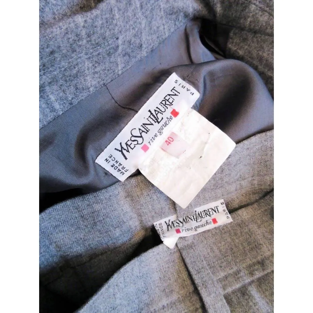 YVES SAINT LAURENT Grey Wool Trouser Set | Size 40