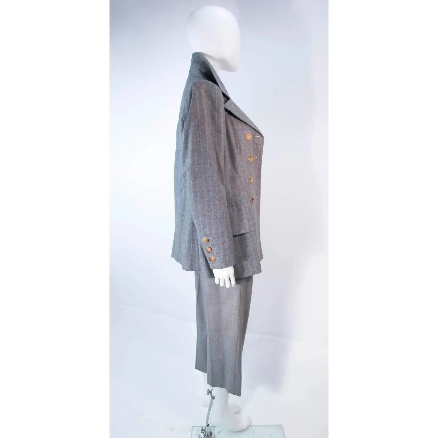 YVES SAINT LAURENT Grey Wool Trouser Set | Size 40