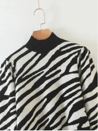 Zebra Sweater Autumn And Winter Wear Long Sleeves